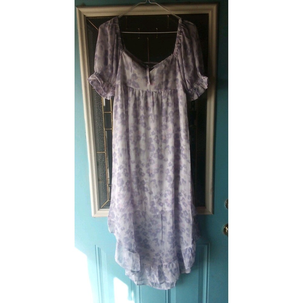 Womens Purple Floral Dress New With Tags Small (SEE Photos For Messurements)